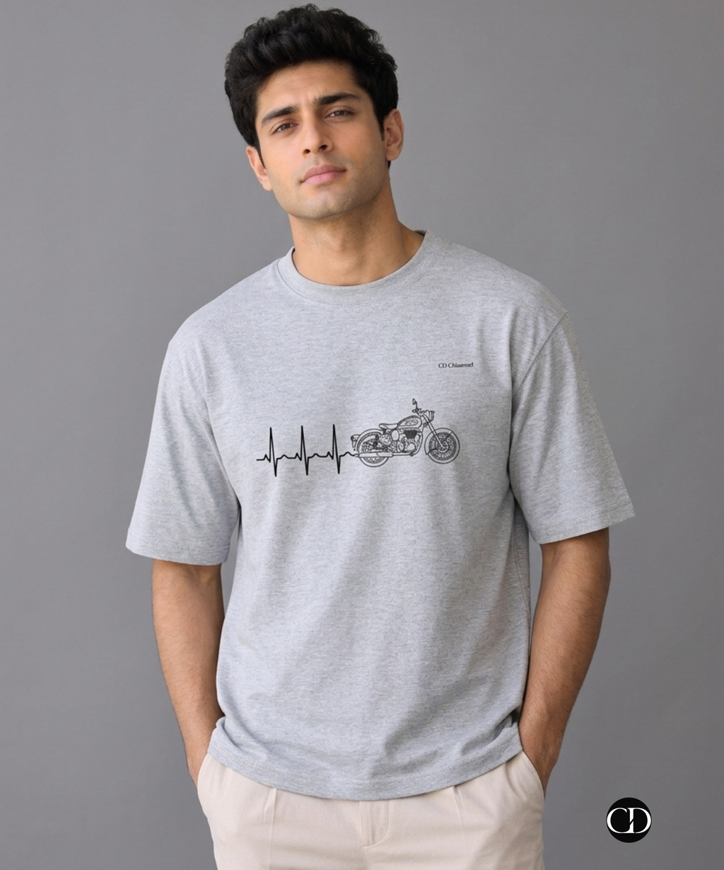 Motorcycle Heartbeat Unisex Oversized T-Shirt