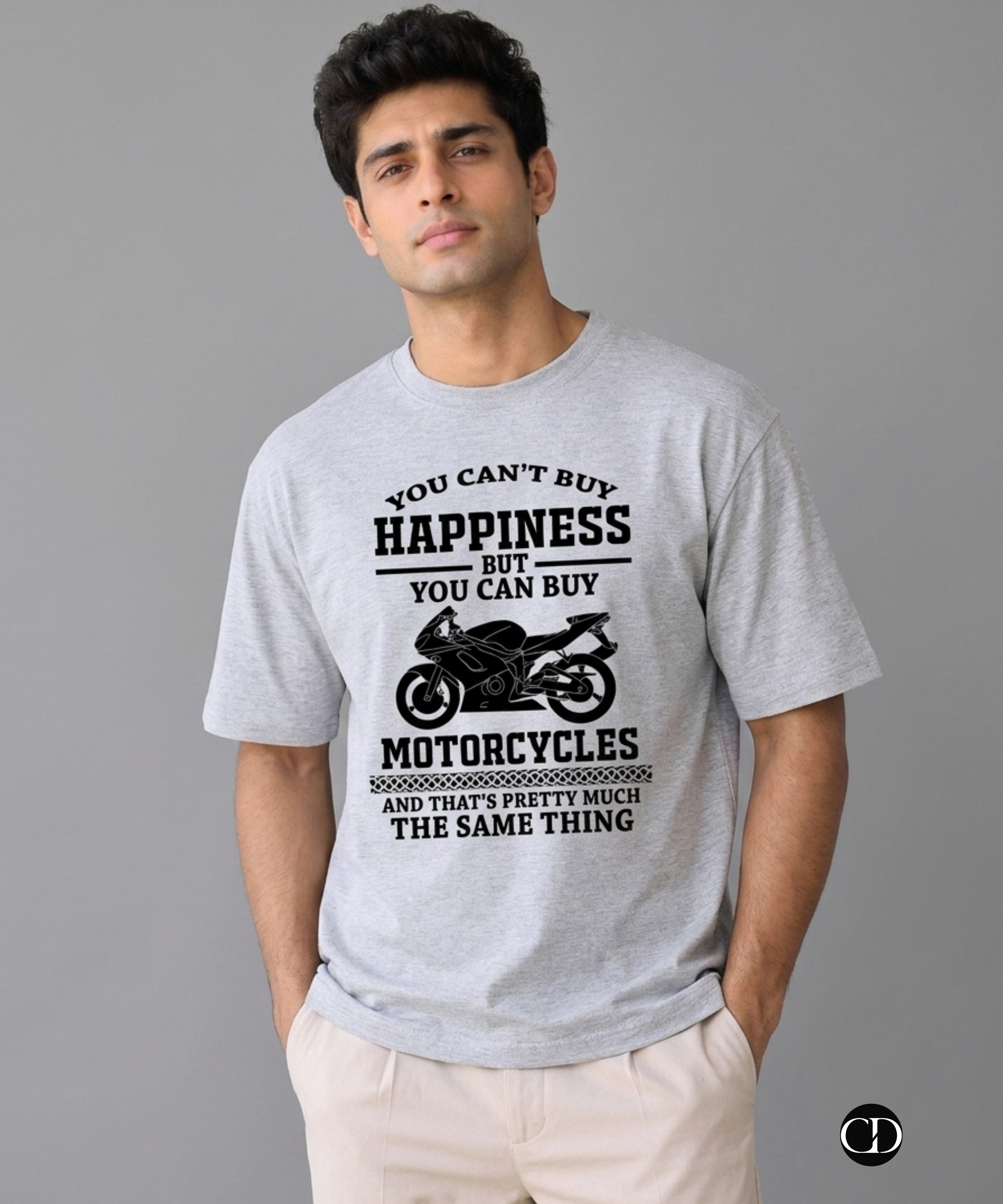 "You Can't Buy Happiness" Funny Motorcycle Unisex Oversized T-Shirt