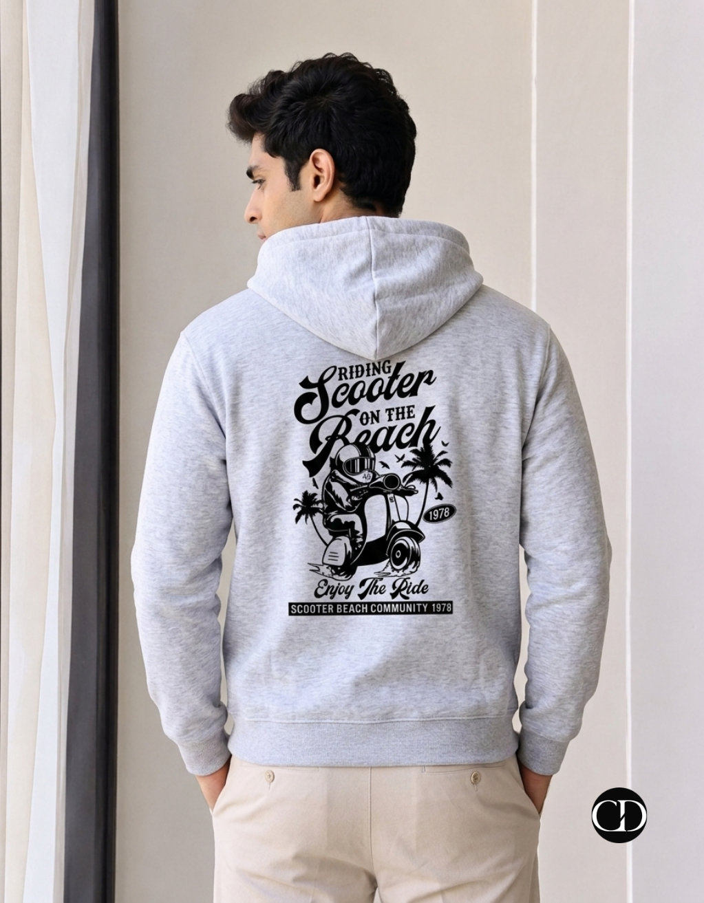 Scooter on the Beach - Premium Streetwear Unisex Hoodie